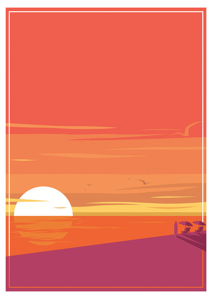 Beach Sunset Art Deco